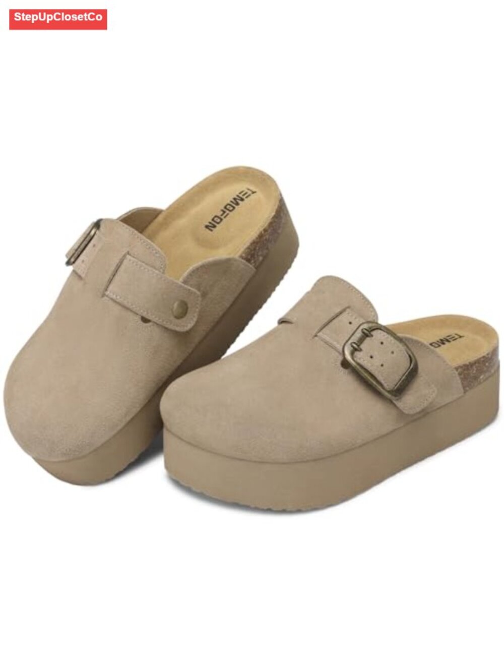 Genuine Suede Clogs Platform Mules Comfortable Slip-On Women Shoes - Picture 5 of 6